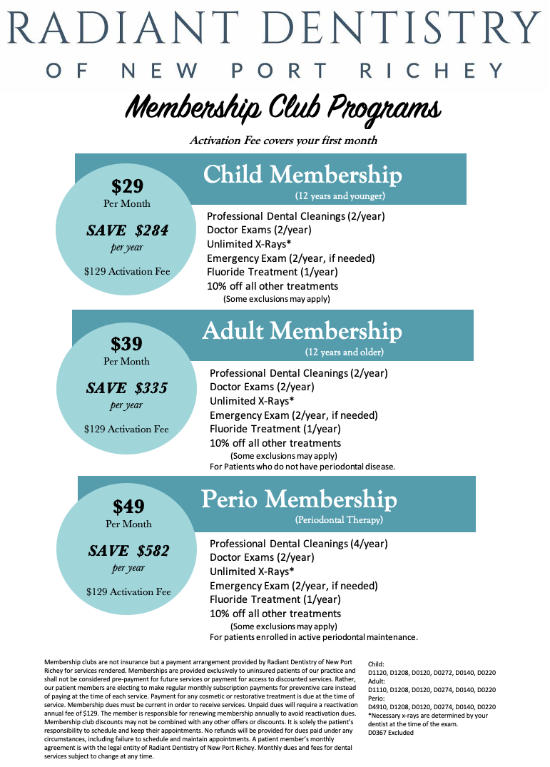 Radiant Dentistry Membership Club Programs